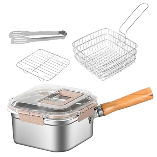 Friteuse Avec Panier, Friteuse Multifonction Grande Capacité, En Acier Inoxydable Anti-Éclaboussures pour Poulet et Frites