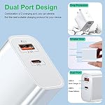 20W USB C Bloc du chargeur, Bangfun 5 Emballage du double port PD Chargeur rapide de bloc de charge 3.0 USB C Fiche de chargeur mural compatible iPhone 17/16/15/14/13/12/11 Pro Max/XR/XS,iPad Pro,Téléphone Samsung (blanc)