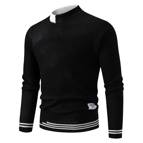 Long Sleeve Knit Sweater Men Long Sleeve Mock Neck Pullover Sweater Casual Winter Warm Basic Sweaters2