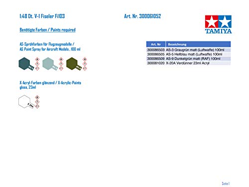 TAMIYA 300061052 300061052-1:48 WWII Deutsche V-1 Fiseler Fi103,originalgetreue Nachbildung, Plastik Bausatz, Basteln… – Bild 4