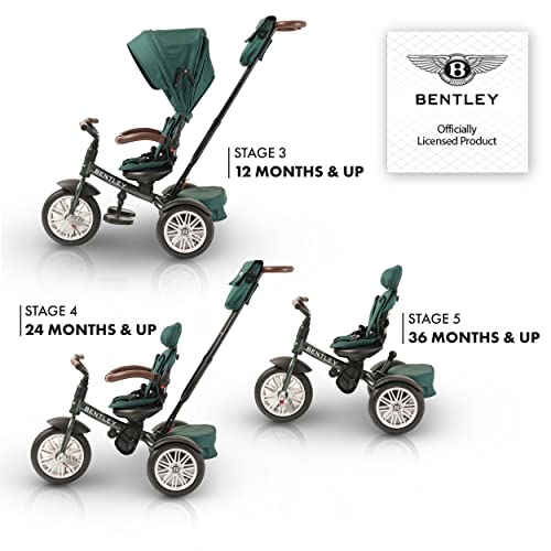 Image of Bentley 6-in-1 Baby Stroller & Toddler Tricycle - Officially Licensed Luxury Kids Bike, Convertible Travel Strollers & Kid Trike with Air Wheels, Canopy & Safety Features (6m-5y+ | Spruce Green)