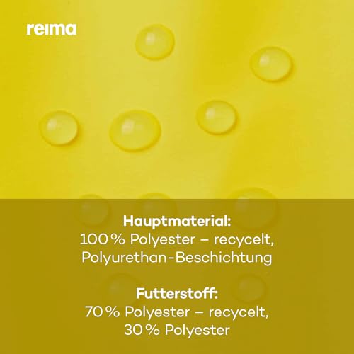 Reima - Rainy Regenhut für Kinder - wasserdichter Kinder Regenhut mit Ohrenschützern, Nackenschutz, verschweißten Nähten, leichtem Polyester, reflektierenden Details, maschinenwaschbar, Yellow, 054