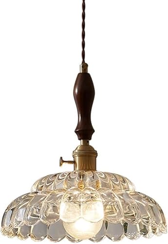 QPWYSH Iluminação pendente, candeeiro suspenso de vidro transparente de quinta com interruptor, candeeiro suspenso de vidro transparente rústico, iluminação suspensa