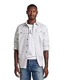 Hemdkragen G-STAR RAW Herren Panel Cargo Regular Hemd, Mehrfarben (oyster mushroom/white oxford D22973-7665-D877), M