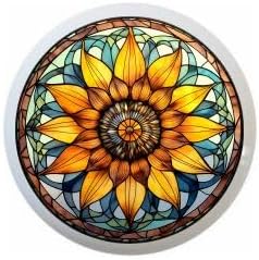 Sunflower Mandala Stained Glass Look Several Gorgeous Designs to Choose From - 1.5" DECORATIVE Glossy Ceramic Dresser Drawer PULLS Cabinet Cupboard KNOBS (12)