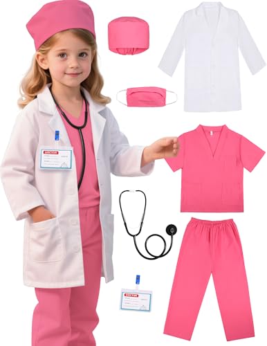 Gortykor Kids Doctor Costume Doctor Lab Coat for Boys Girls 3-10 Halloween Career Day Dress Up(4-5 Years)