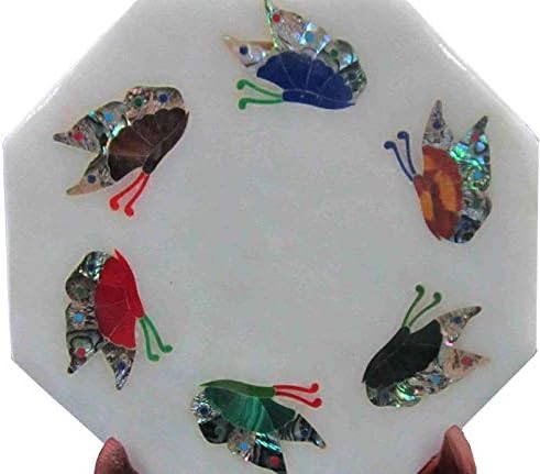 crafts look Marble Inlay Table Top Semi Precious Stones Floral Inlay Work
