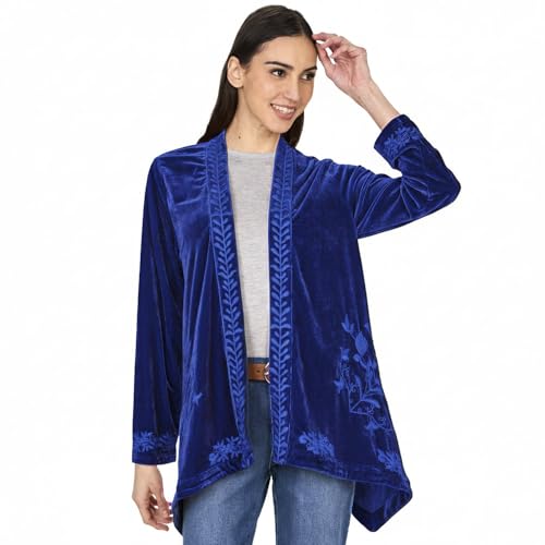 Image of The Lakeside Collection Women's Embroidered Velvet Open Front Cardigan
