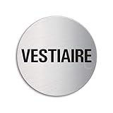 OFFORM DESIGN Plaque de Porte - Vestiaire Ø 75 mm Acier Inoxydable brossé Fin Mat Autocollant No.8599