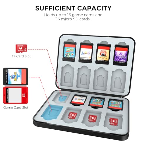 Image of HEIYING Game Card Case for Nintendo Switch, Switch Lite, OLED - Custom Pattern Design, 16 Game Card Slots, 16 Micro SD Card Slots, Magnetic Clasp, ABS Plastic & Silicone Protection