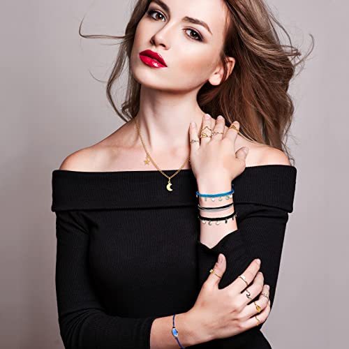 Batiyeer 60 Pcs Surfer Wave Strand Bracelet Summer Layered Choker Pendant Necklace Adjustable Multilayer Chain Necklaces Adjustable Bracelet Handmade Sunflower Rope Anklets Knuckle Rings (Vivid) #TOP4