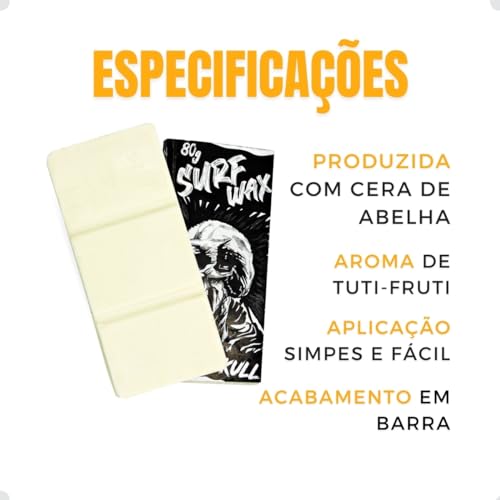 Parafina Prancha De Surf + Raspador + Chavinha + Chaveiro + Estojo - Kit Surf Redskull