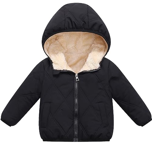 Image of Happy Cherry Boys Girls Puff Jacket Hoodie Coat Windproof Winter Outerwear Lightweight Down Jacket