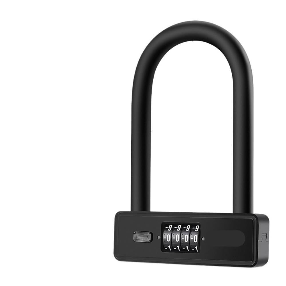 Candado en U for bicicleta, resistente, antirrobo, con contraseña y doble protección, soporte Candado para bicicleta(077 Black)