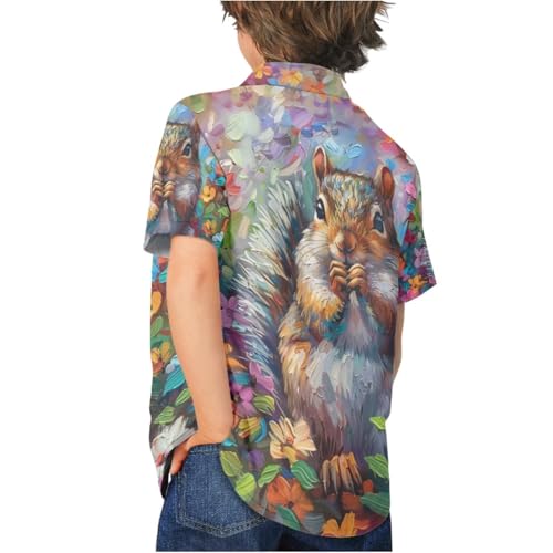 Image of PinUp Angel Funky Casual Hawaiian Shirt Kids Boys Girls Art Oil Painting Animal Pattern Short Sleeve Unisex Beach Shirt