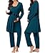 SWOMOG Women Maternity Nursing Pajamas Sets 3 Piece Breastfeeding Robe 3 in 1 Labor Delivery Sleeveless Pregnancy Pjs & Pants Deep Blue