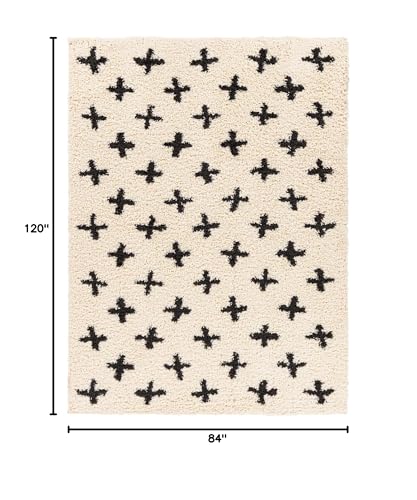 Tapete Livabliss Shag Boho 7' x 10' Negro y Crema miniatura 2