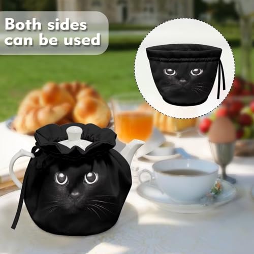 Image of Xoenoiee Black Cat Pattern Tea Cozy Teapot Cover Thermal Insulation Tea Pot Cosy Teapot Cover for Home Kitchen Table Tea Kettle Covers Cozy Warmer