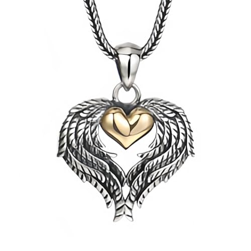 LIUMME S925 Sterling Silver Personalized Versatile Wings Love Pendant Necklace Cocktail Party Couple Gift Jewelry,Silver,Single Pendant