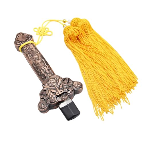 haoyunjianjiak 太極拳 太極剣 剣 健身剣 古武術 伸縮式 演劇用 運動 穂付き 入門 初心者 演舞 コンパクト 軽量 ショートスタイル 練習 演武用 (ブロンズABSヘビーモデル + イエローの氷絹剣タッセル)