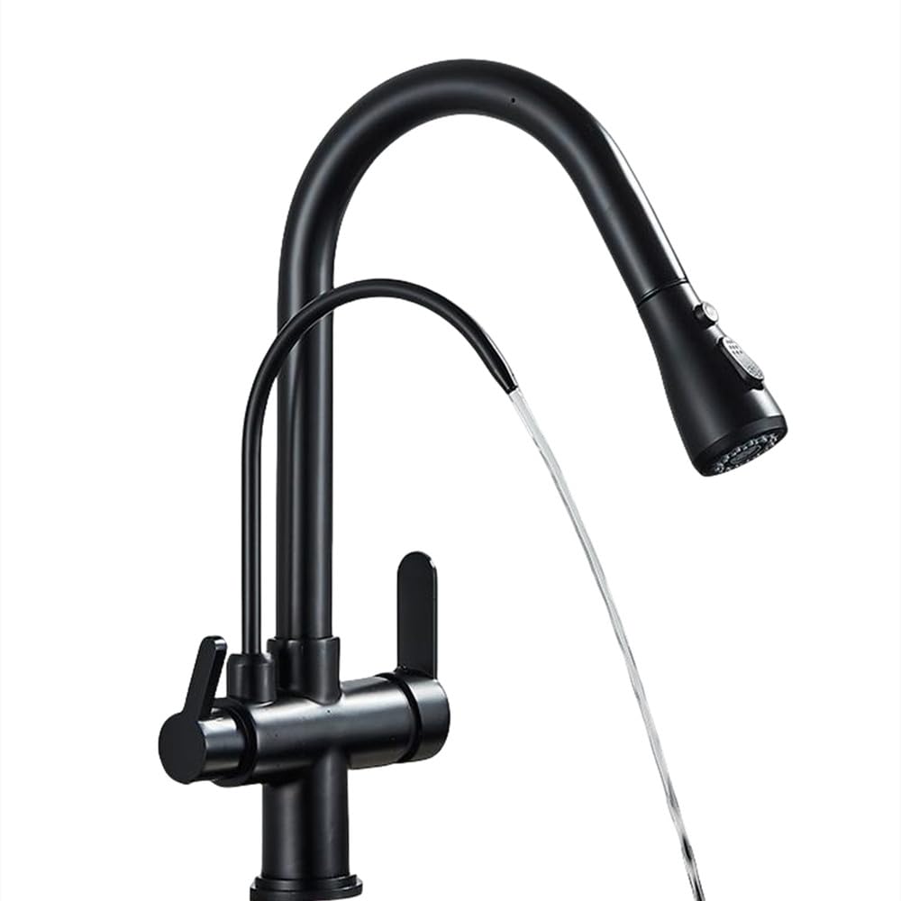 Robinet de cuisine à eau pure filtrée mélangeur noir mat