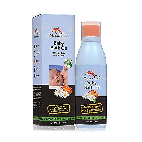 Mommy Care Organic Baby Bath Oil Pure Natural Essential Oils, Calming, Hydrating, Newborn Bathing Oil to Restore your baby’s natural skin moisture. Great for irritated or dry skin. 6.76 oz