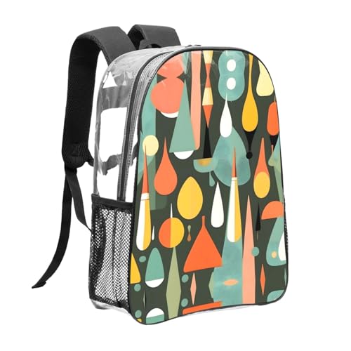 Sac à dos transparent noir multi-poches au design rétro moderne du milieu du siècle