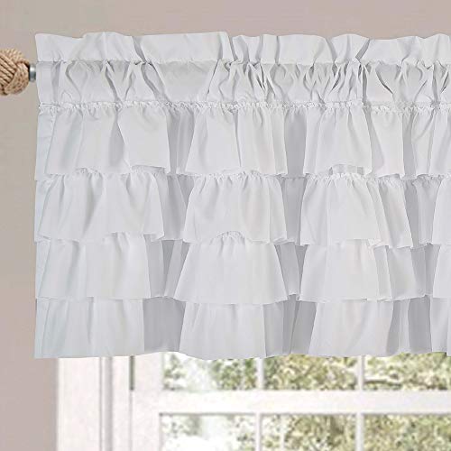 Westweir White Ruffle Farmhouse Valance - Shabby Chic Layered Curtain For Bedroom (Set Of 2) #TOP2