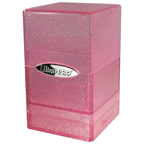 image for Ultra Pro - Satin Tower 100+ Card Deck Box (Glitter Pink) - Protect Yo