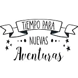 Pegatina Camper Exterior para Furgonetas y Autocaravanas. Vinilo Autocaravana (Tiempo para Nuevas Aventuras, 30cm x 20cm)