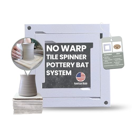 OUTPOST POTTERY Tile Spinner - No-Warp Pottery Bat System - Durable Plastic Clay Spinner Pottery Wheel Tool - Use Ceramic Tiles as Throwing Bats - Fits 6" and 4" Tiles