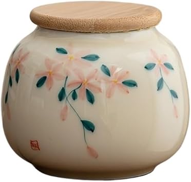 tea caddy Hand-painted Tea Canister Household Ceramic Storage Container Small Portable Tea Tin tea storagePink