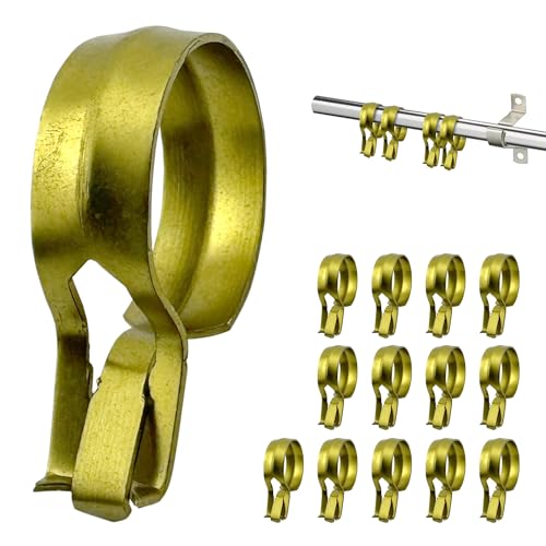Amazing Drapery Hardware Cafe Rod Clip Rings 3/4 Inch Diameter Durable Metal 14 Pack Brass - Fits 7/16 and 5/8 Diameter Rods