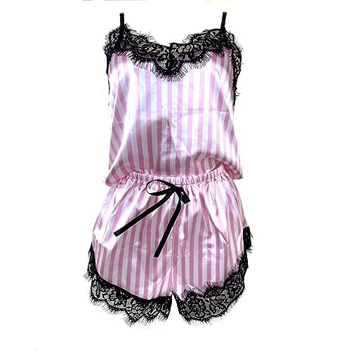Ensemble pyjama imitation soie lingerie d’été nuit satin short femme