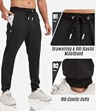 lomsoe 3 Pack Sweatpants for Men Tapered Mens Joggers Pants with Zip Pockets Fleece Slim Fit Workout Running Gym Sweat Pants(Black,Dark Gray,Light Gray,L)