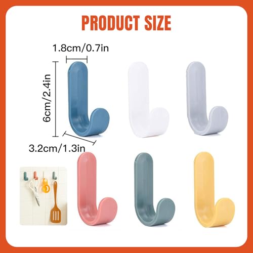 Nevoluxer 12er Set Selbstklebende Haken, Bunte Wandhaken für Das Bad, Die Küche, Kinderzimmer & Büro, Klebehaken Kinder, Garderobenhaken Bunt für Handtücher, Kleidung & Deko