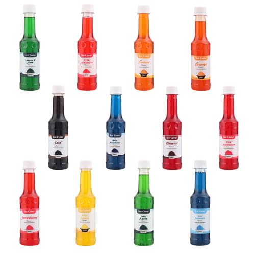 Sciroppo di mais ghiacciato,tropicale,gomma da masticare rosa, pina colada,cola,ciliegia,lime al limone, arancia,lampone blu, mela,limonata rosa,gomma da masticare blu,fragola 250ml,(confezione da 12)