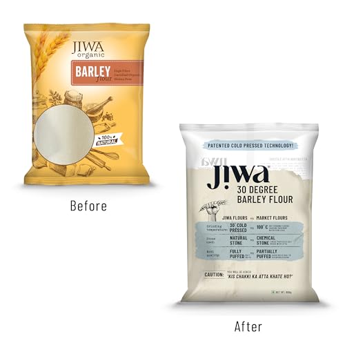 Image of Jiwa 30 Degree Barley Flour /Atta | Patented Cold Pressed Flour | Slow Ground | High Fiber | Jau Atta | 900 g (Pack of 3)
