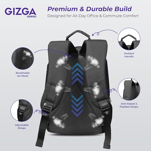 Image of GIZGA essentials 25L Laptop Backpack Fits Upto 15.6 Inch Laptops| Number Lock, USB Charging Port, Water Resistant, Multiple Compartments, Padded Straps, Bottle Holder| Travel Bag for College & Office
