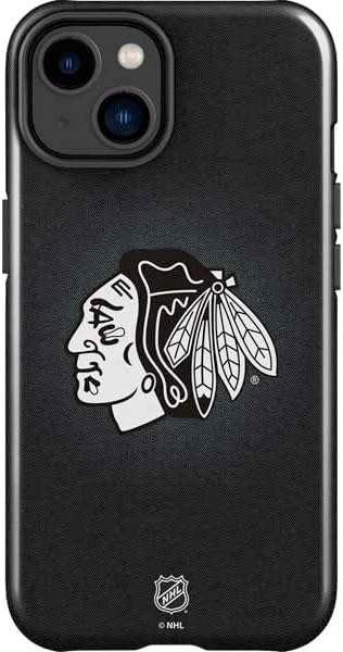 Skinit Impact Phone Case Compatible with iPhone 15 - Officially Licensed NHL Chicago Blackhawks Black Background Design