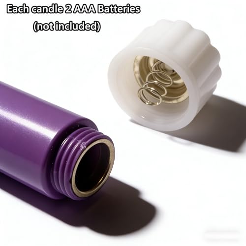 Image of Purple Flameless Taper Candles with Remote, Battery LED Candlesticks Flickering Set of 4