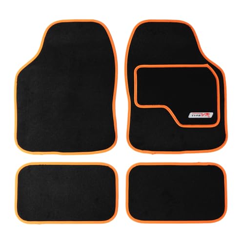 Type VR Embroidered Edging Car Mat Set - Orange