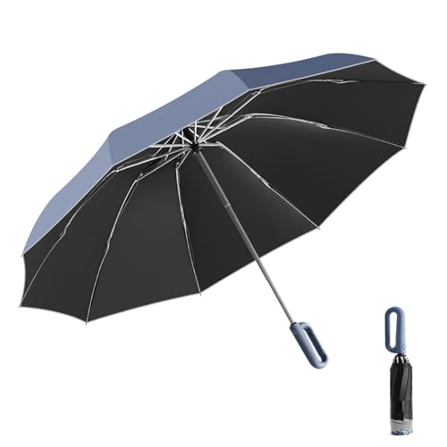 Parapluie pliable automatique coupe-vent avec poignée à boucle anneau innovante
