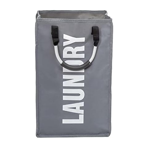 FB FunkyBuys Collapsible Laundry Baskets, Large Washing Basket for Laundry, Easy to Carry Laundry Bag for Bedroom, Clothes Hamper for Kids Room, Bathroom, Nursery, and Utility Room (Dark Grey) Cover