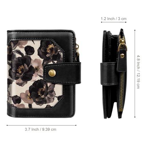 Image of Women Wallet Small Credit Card Holder RFID Blocking Leather Wallets Bifold Cards Case Ladies Purse with Zipper, Champagne Rose