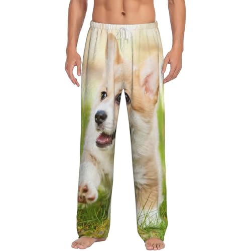 Pantalon de pyjama en polaire homme à imprimé chiot Corgi rigolo