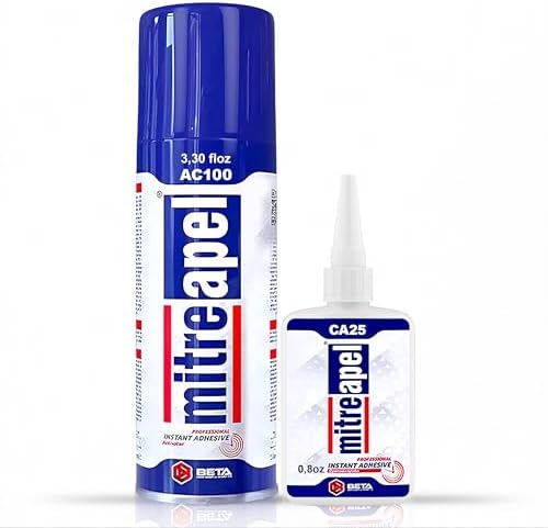 MITREAPEL CA Glue with Activator (0.80oz-3.30fl oz) Instant Bond Professional Cyanoacrylate Adhesive and Super Glue Accelerator for Woodworking, Ceramic, 3D Printing, Glass, DIY&Craft, Plastic,Repair