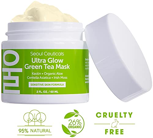 Korean-Skin-Care-Green-Tea-Face-Mask--Korean-Face-Mask-Skincare-K-Beauty-Face-Masks-Contains-Kaolin-Clay-Centella-Asiatica--Hydrating-Facial-Mask-for-Sensitive-Skin-Korean-Beauty-Spa-Mask-2oz SeoulCeuticals Korean Skin Care Face Mask for Sensitive Skin - Korean Skincare Green Tea Wash Off Masks - K Beauty Face Masks - Aloe Vera Mask + Centella Asiatica Hydrating Facial Spa Mask 2oz