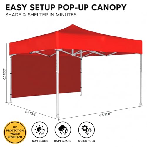 Image of OUTO Heavy Duty Gazebo Tent 6.5 ft | 17.5 Kg Strong Frame | UV Protection Foldable Pop-Up Canopy Tent with 3 Side Open | Outdoor Folding Tent for Garden, Terrace, Events & Promotional Use (Red)