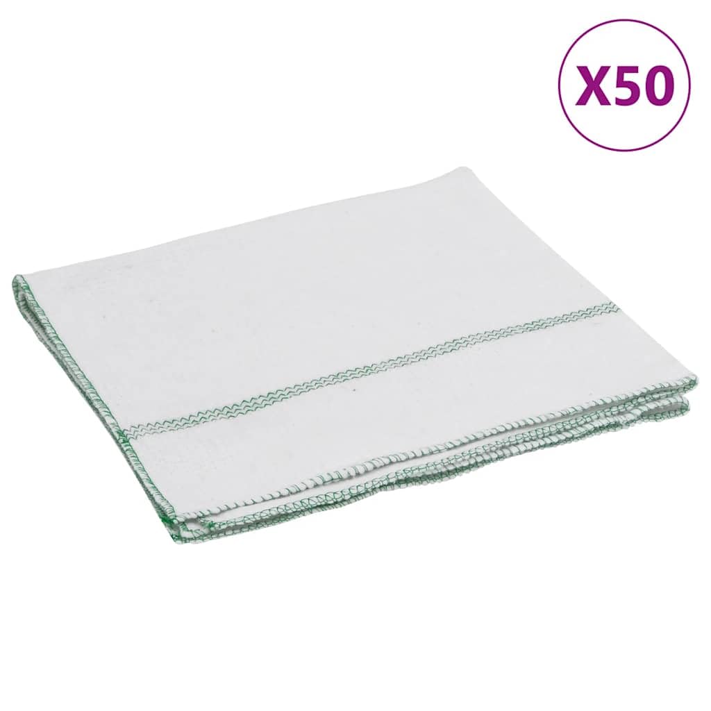 Panno di pulizia 50 pezzi bianco e strisce verdi 50x60cm per auto, moto, vetro, bagno